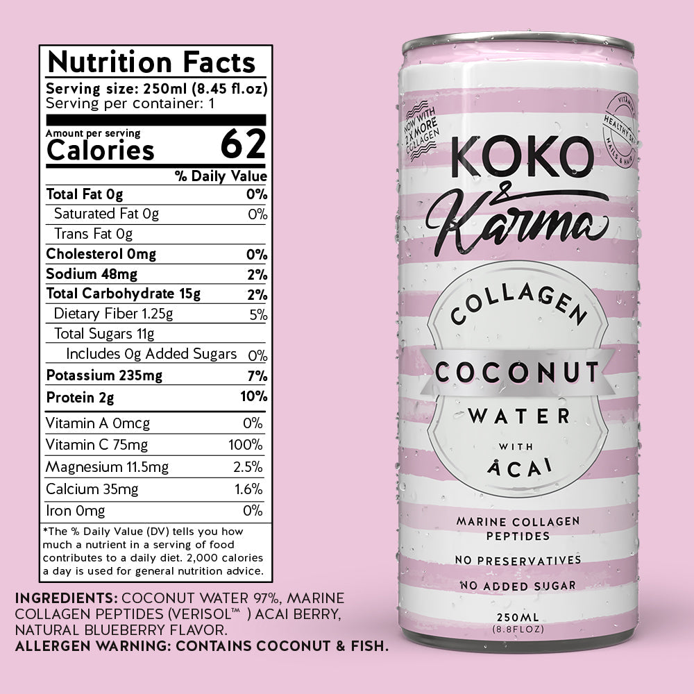 Açaí + Collagen — 8.45 oz can nutrition panel