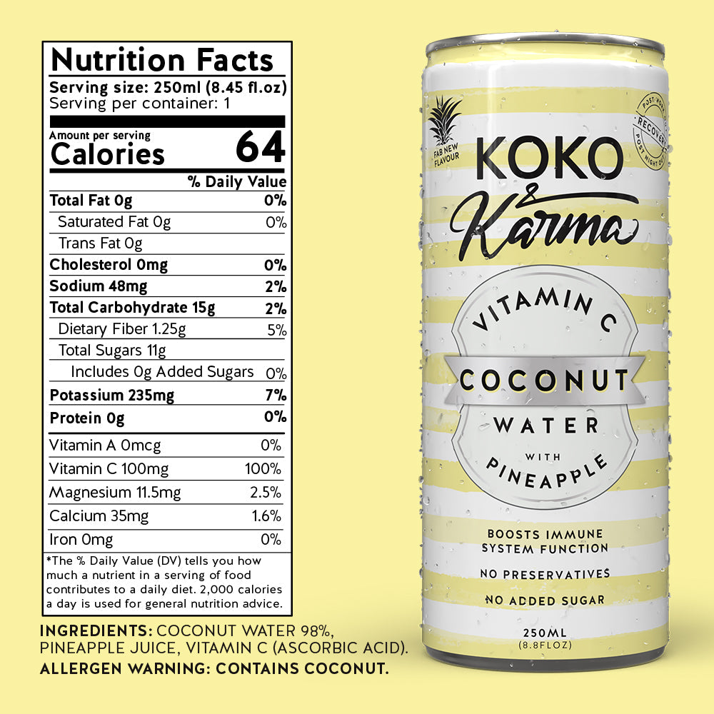 Pineapple + Vitamin C — 8.45 oz can nutrition panel
