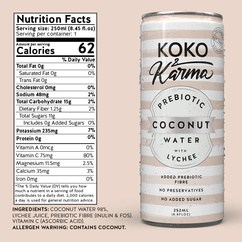 Lychee + Prebiotics — 8.45 oz can nutrition panel