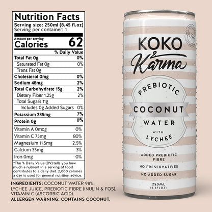 Lychee + Prebiotics — 8.45 oz can nutrition panel