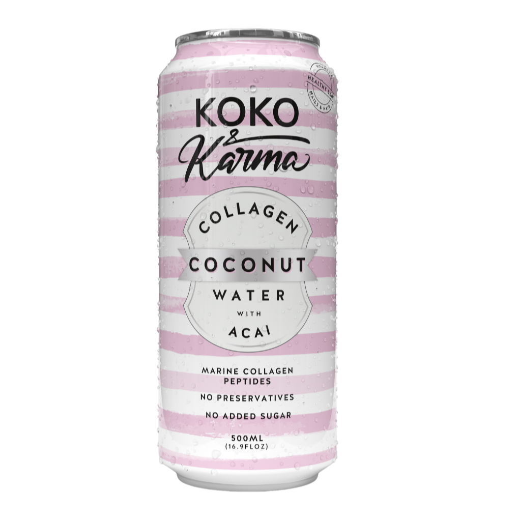 Koko & Karma Coconut water with Marine Collagen and Acai Berry 16.9oz (12 pack case)