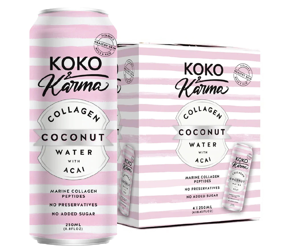 Koko & Karma Coconut water with Marine Collagen and Acai Berry 16.9oz (12 pack case)